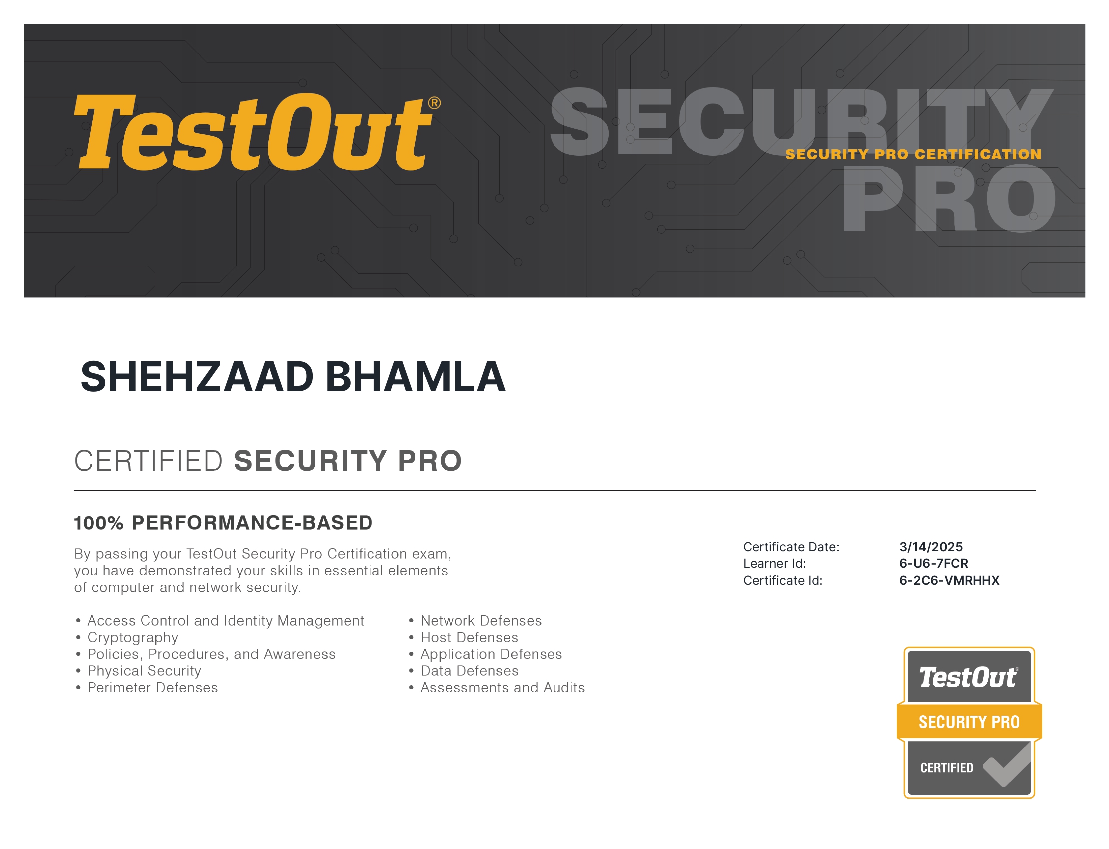 TestOut Security Pro
